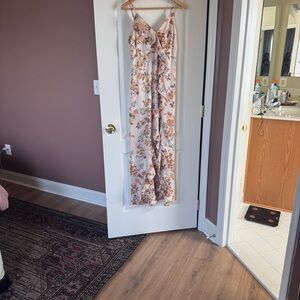 bohme Pink Floral Asymmetrical Maxi Dress